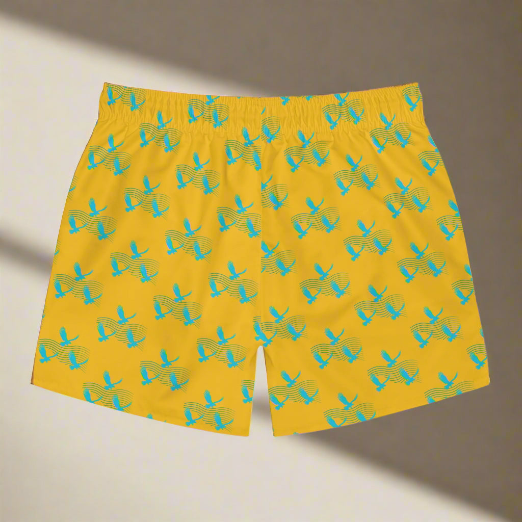 Vibrant Bird Print Swim Trunks