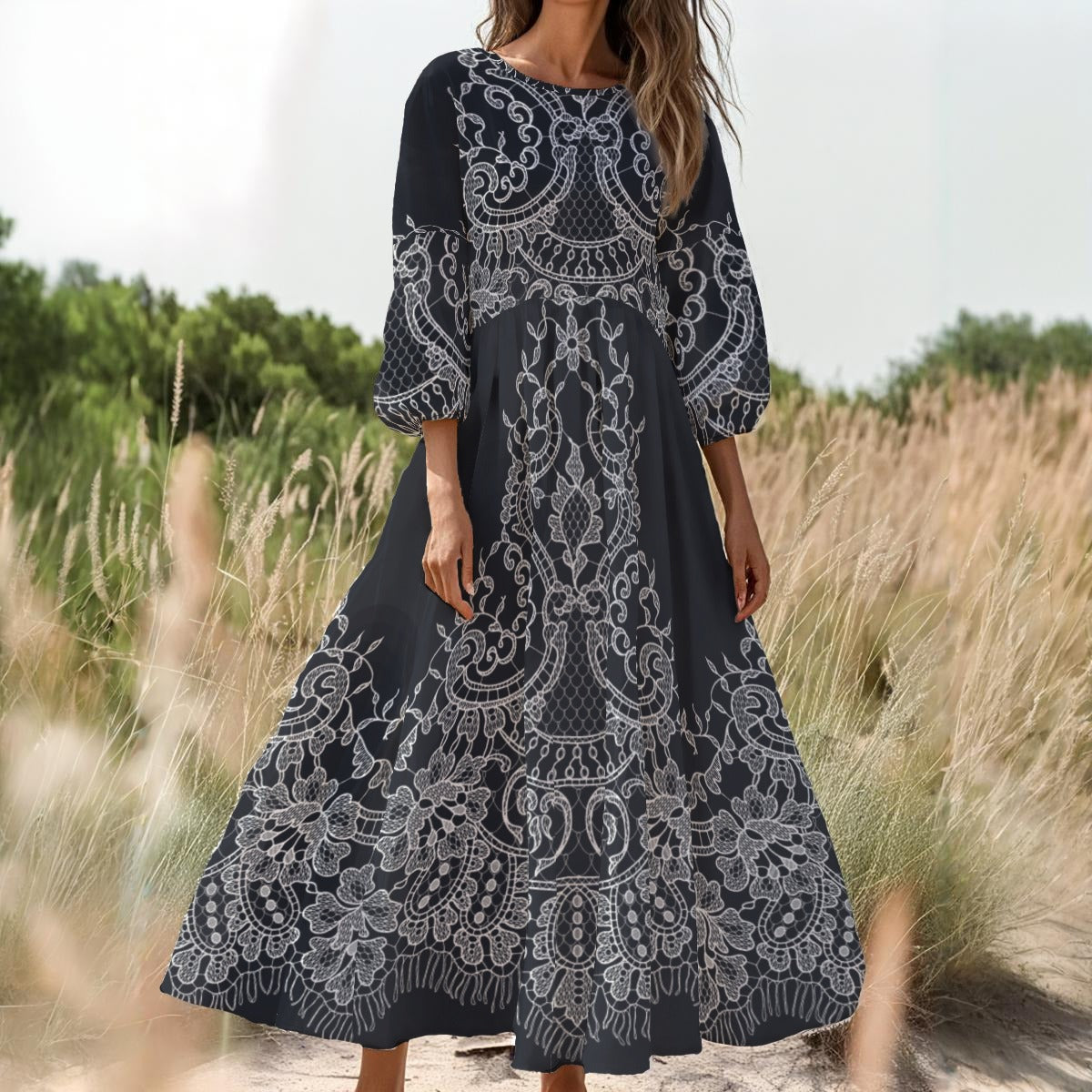 Elegant Black Long Sleeve Dress
