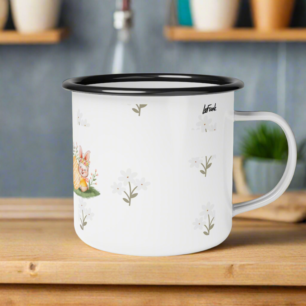 HAPPY EASTER BUNNY ENAMEL CAMP CUP