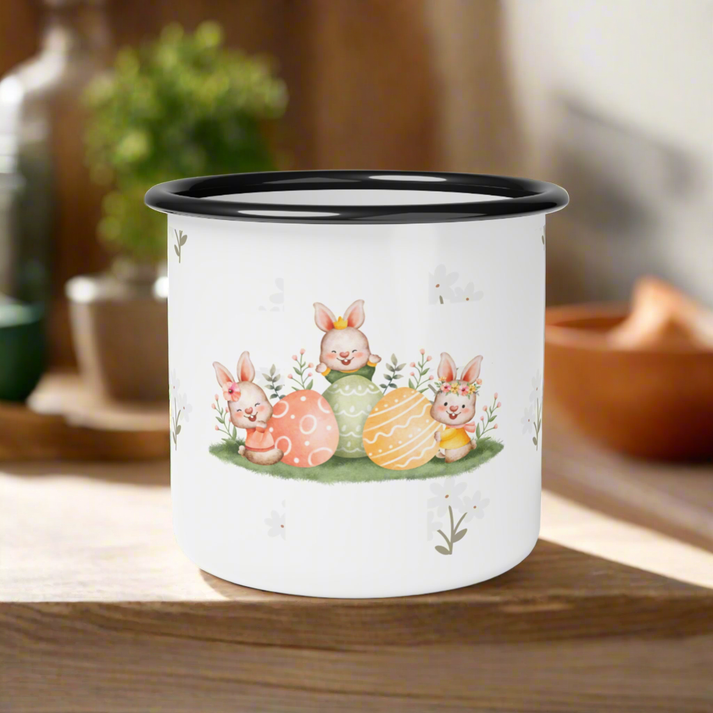 HAPPY EASTER BUNNY ENAMEL CAMP CUP