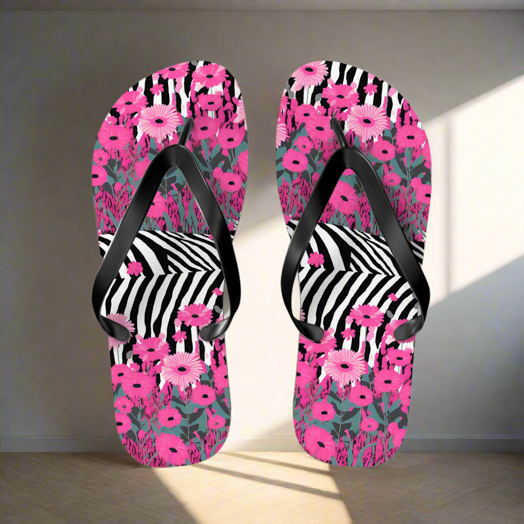 Flip Flops - Pink Safari Design