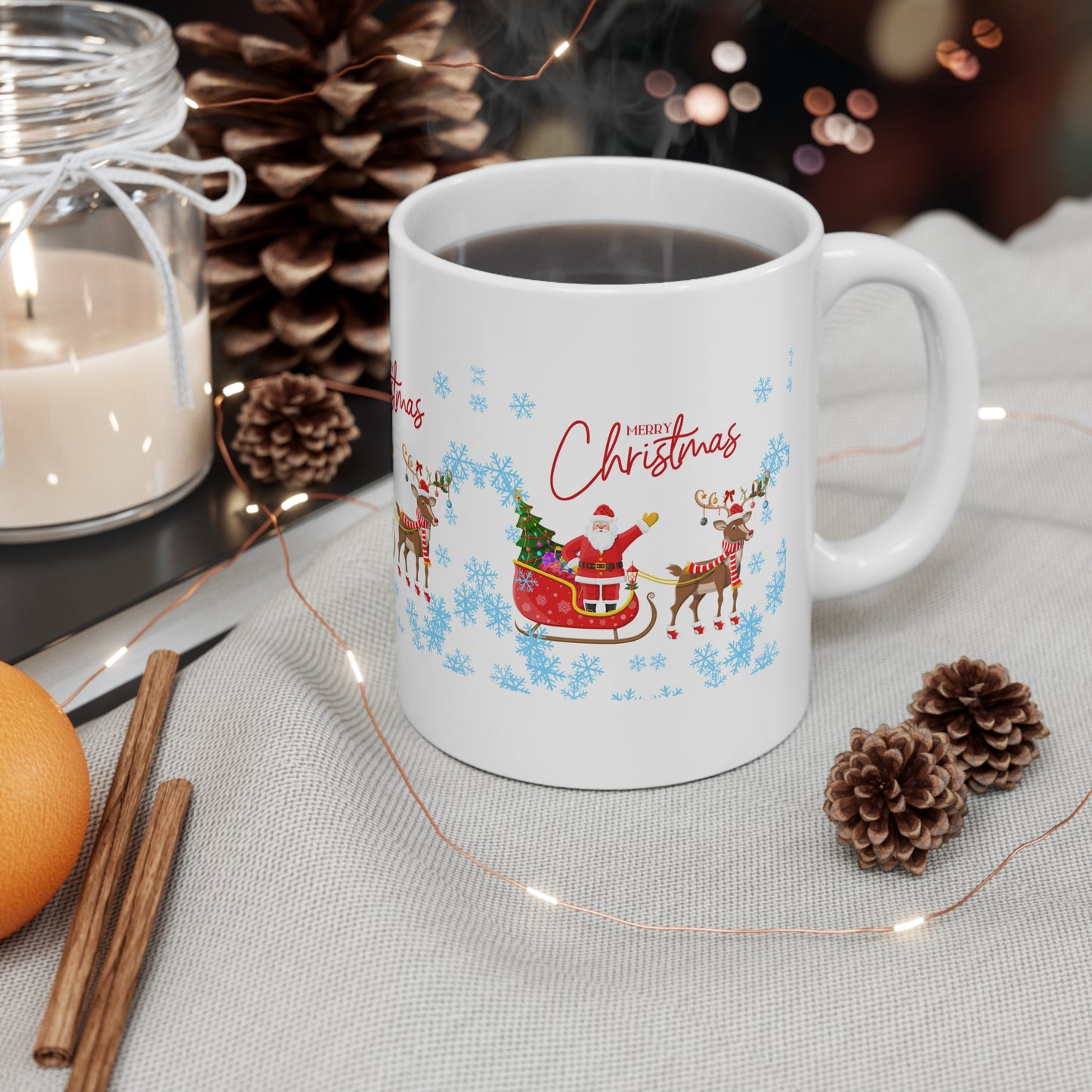 "Merry Christmas" White Ceramic Mug, 11oz