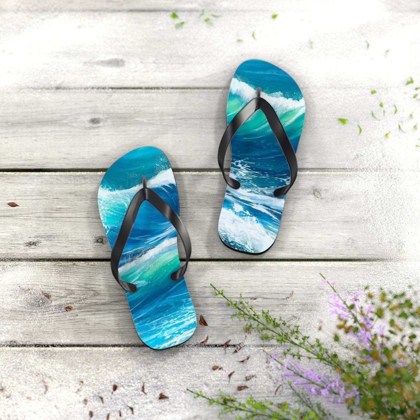 Lefunk  Blue Wave Flip Flops