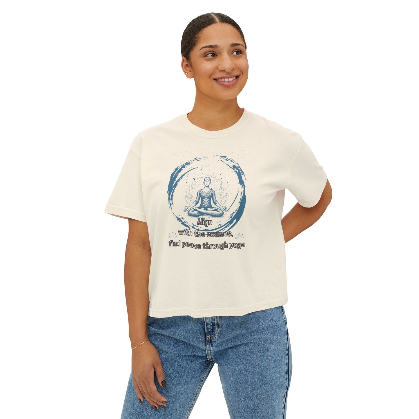 Align with the cosmos ,find peace through yoga t-shirt by  LeFunk Women's Boxy Tee