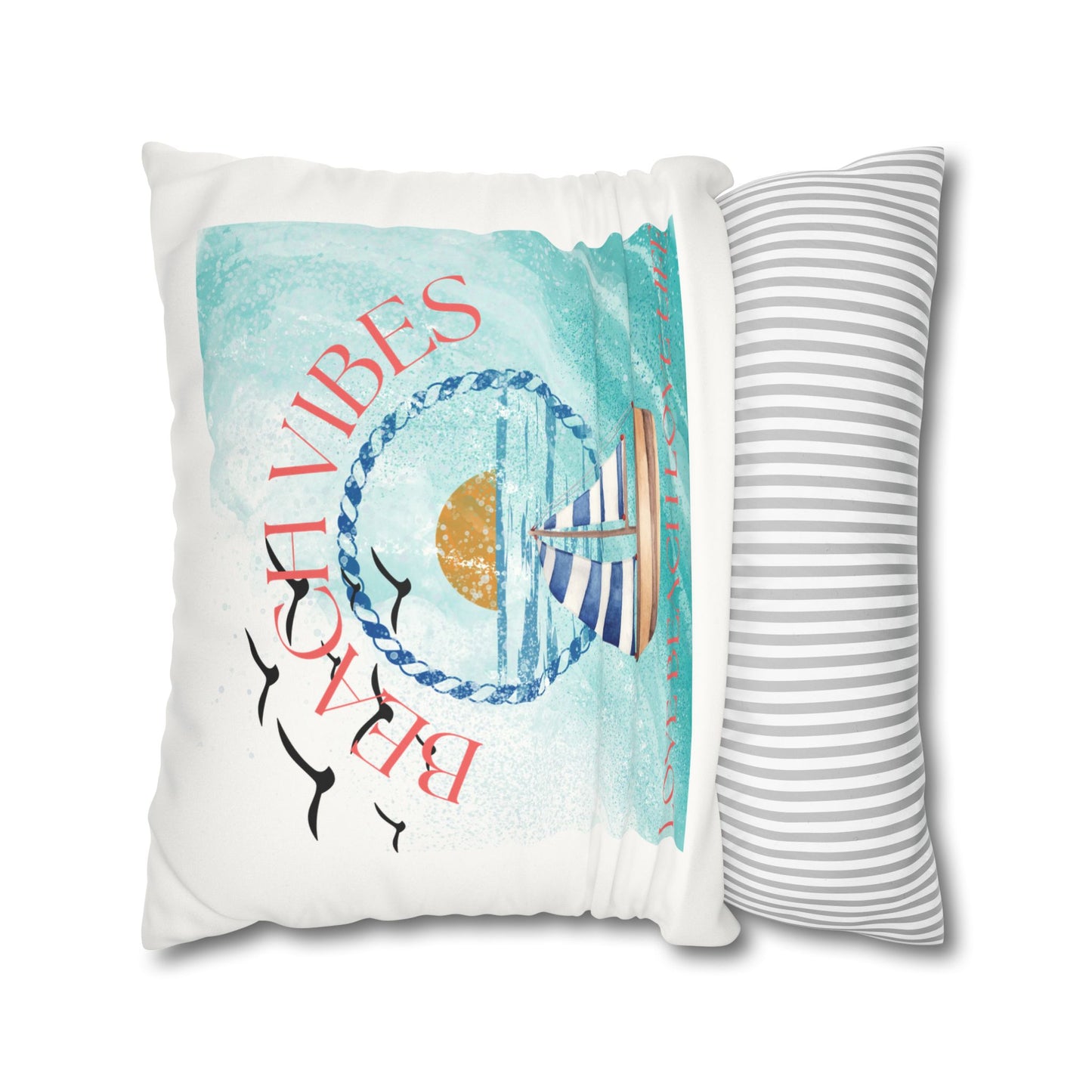 Beach Vibes Faux Suede Square Pillowcase