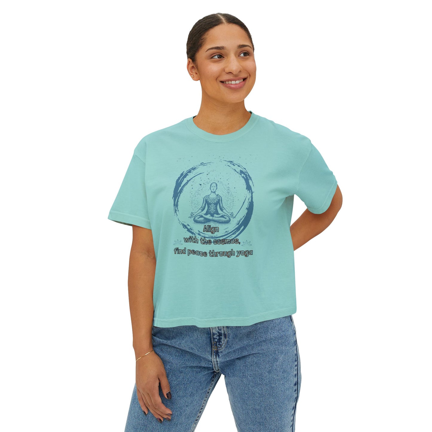 Align with the cosmos ,find peace through yoga t-shirt by  LeFunk Women's Boxy Tee