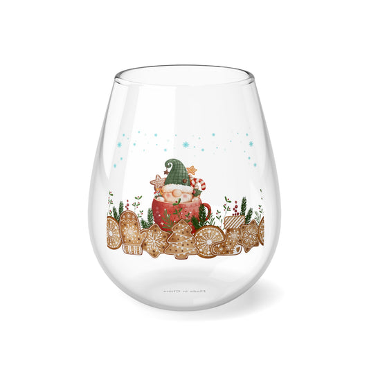 Christmas "Elf in the cup" Stemless Wine Glass