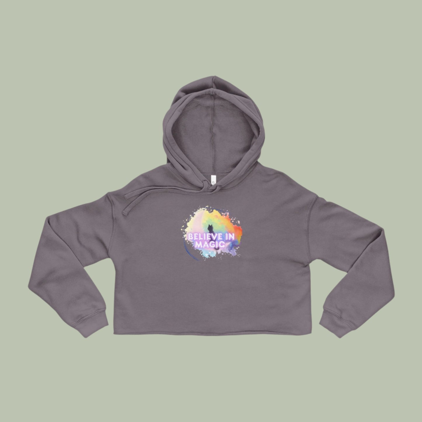 Cropped Hoodie with 'Believe in Magic' Design