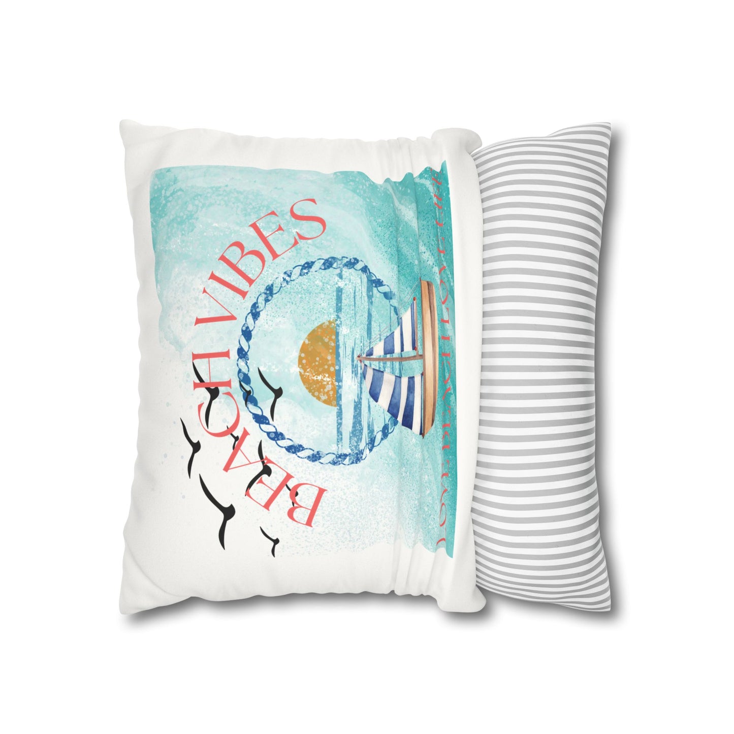 Beach Vibes Faux Suede Square Pillowcase