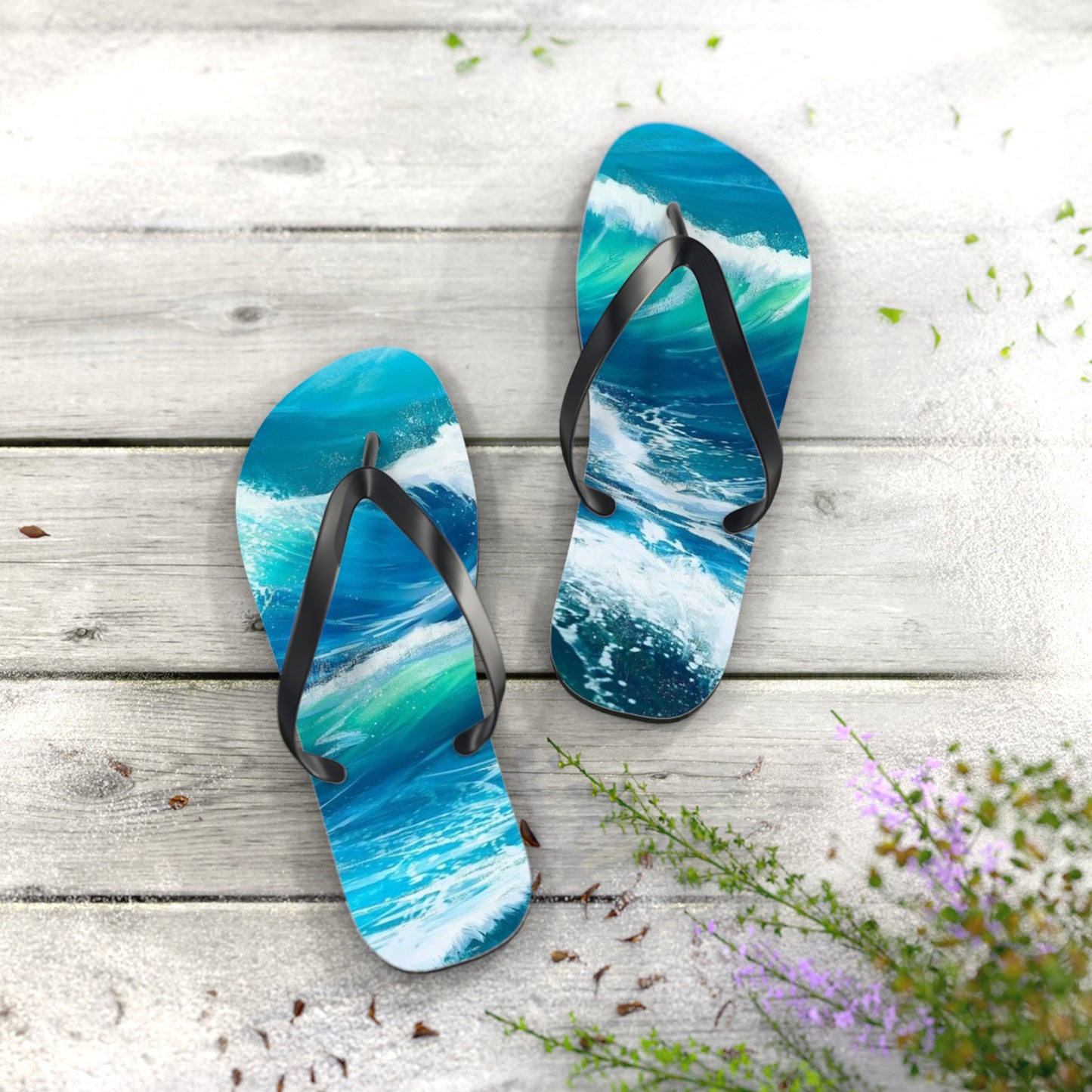 Lefunk  Blue Wave Flip Flops