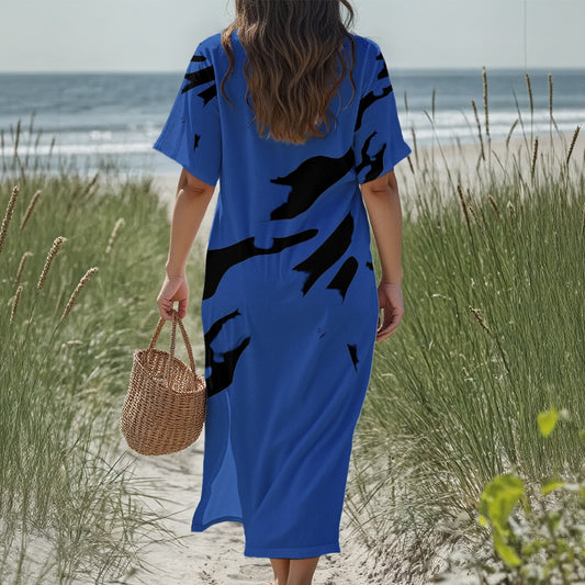 LeFunk Women's Loose V-Neck Lightweight Summer Dress for Beach & Weekend Wear