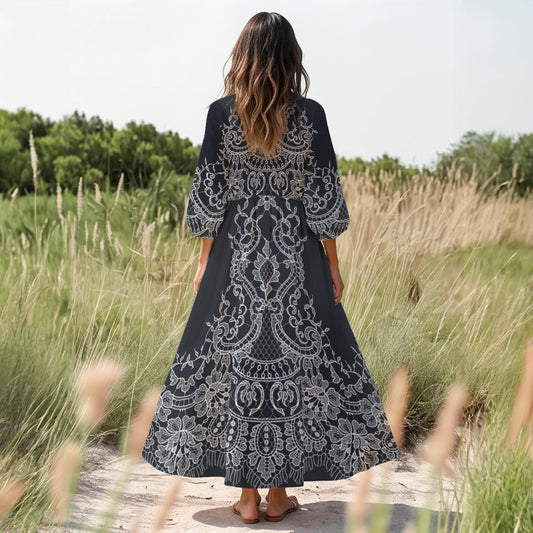 Elegant Black Long Sleeve Dress