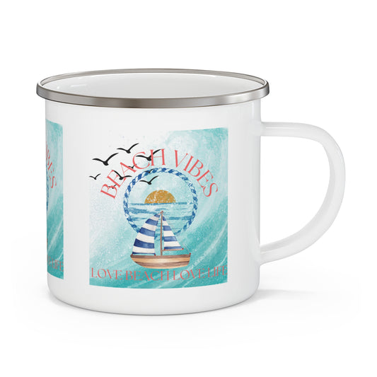 BEACH VIBES Enamel Camping Mug