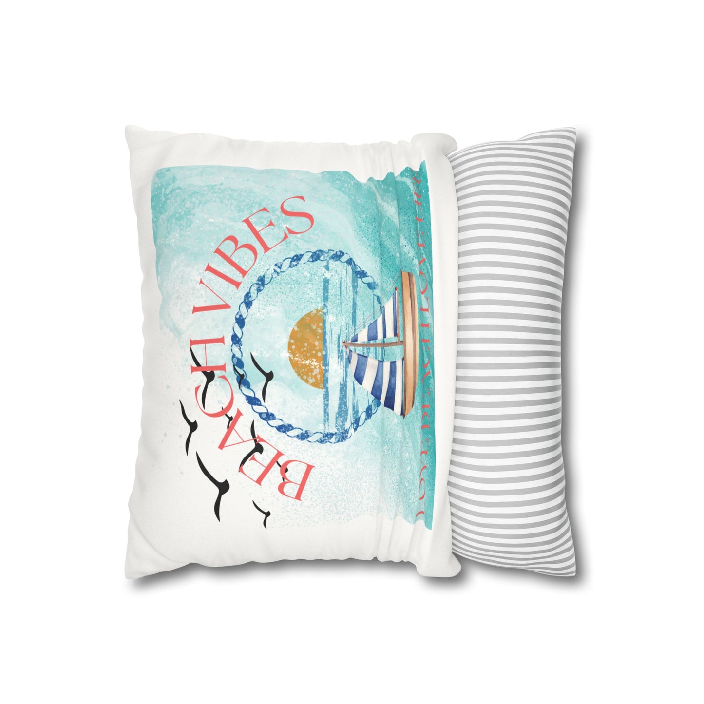 Beach Vibes Faux Suede Square Pillowcase