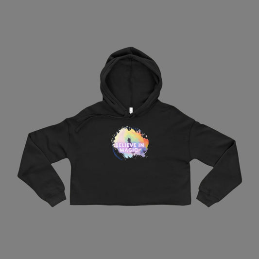 Cropped Hoodie with 'Believe in Magic' Design