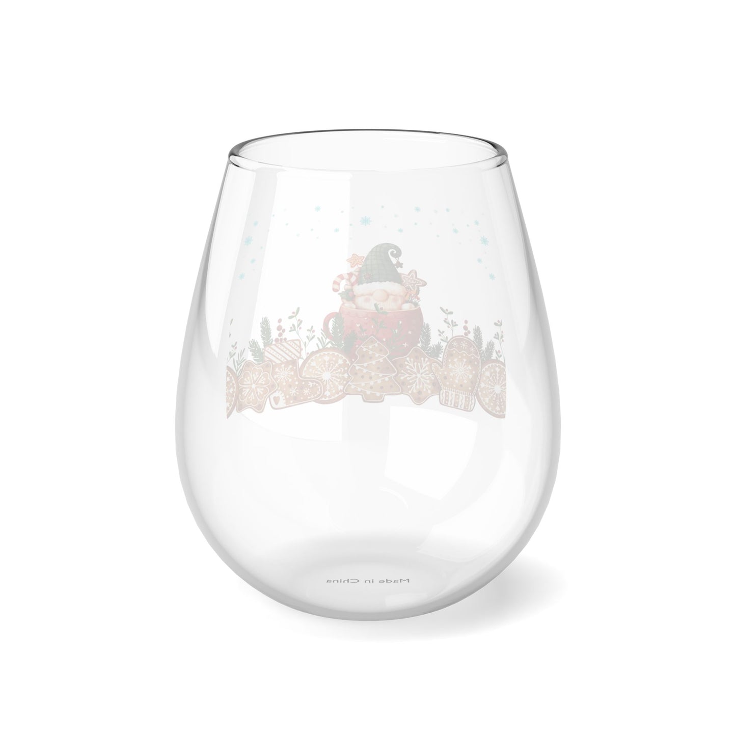 Christmas "Elf in the cup" Stemless Wine Glass