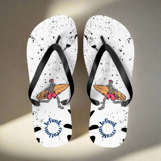 Surfing Skeleton Flip Flops
