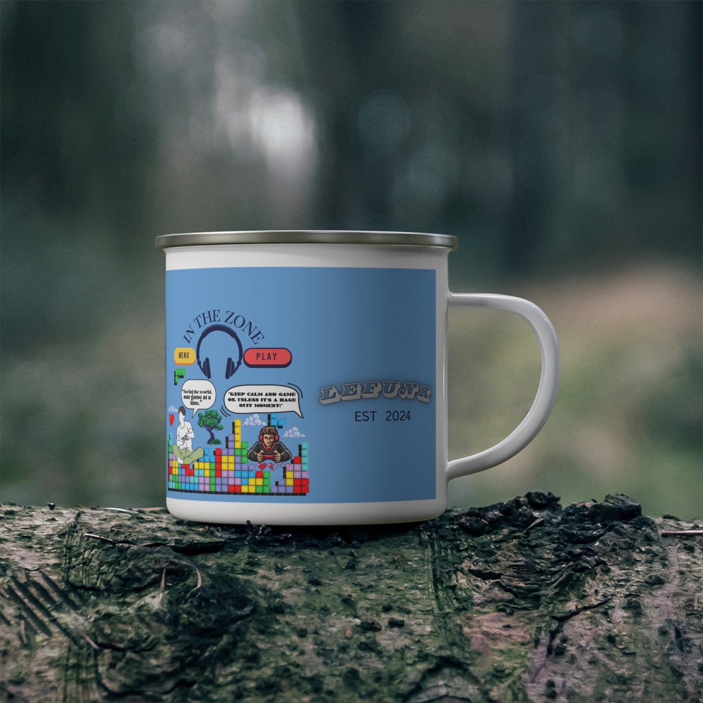 Lefunk "Level Up" Enamel Camping Mug