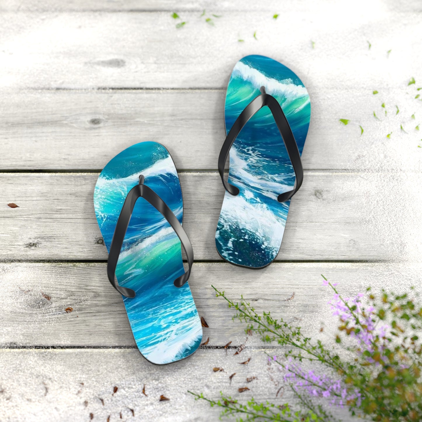 Lefunk  Blue Wave Flip Flops