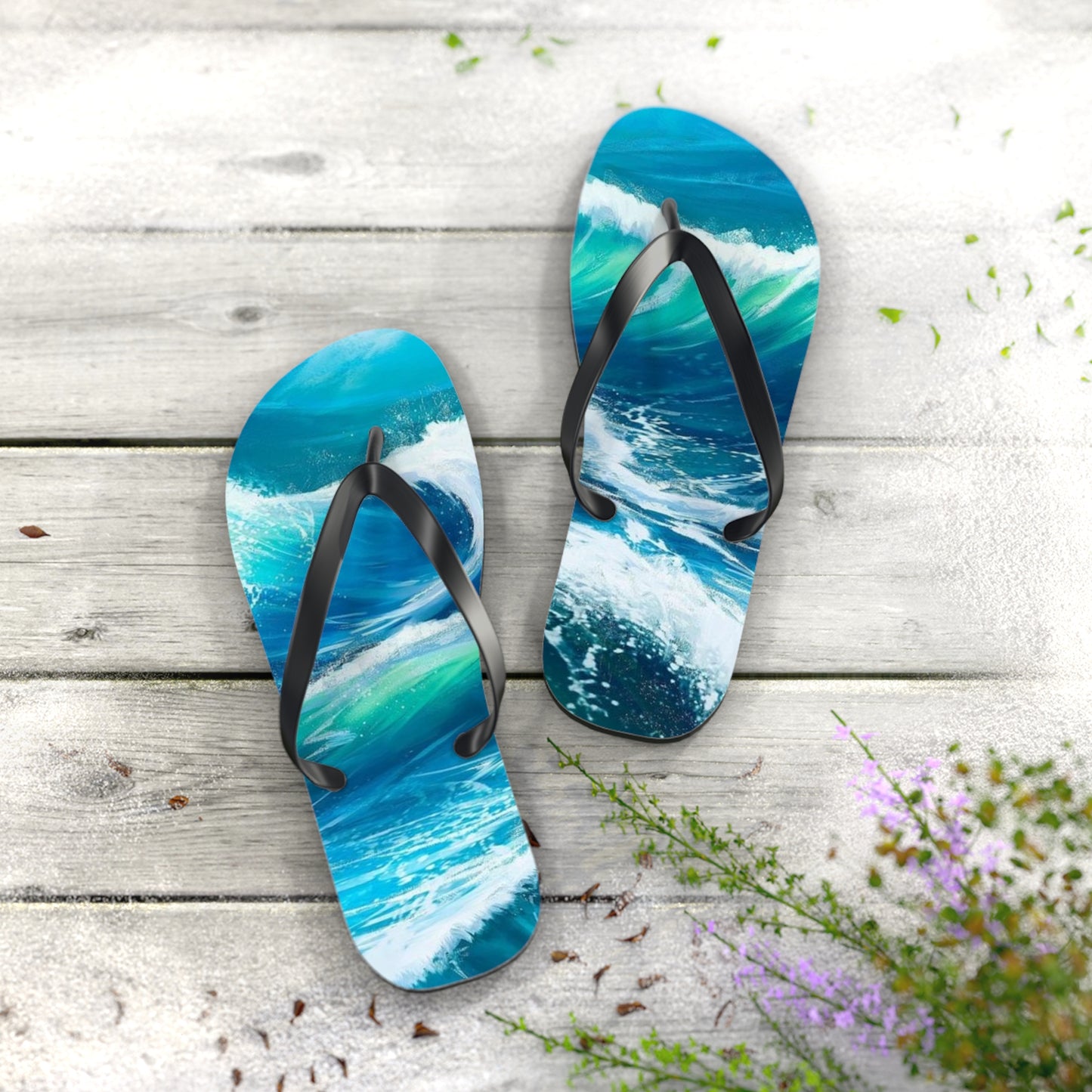 Lefunk  Blue Wave Flip Flops