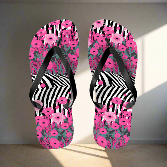 Flip Flops - Pink Safari Design