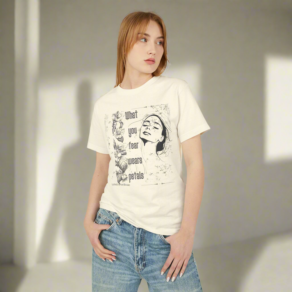 "What You Fear Wears Petals" Unisex Heavyweight Cotton Tee