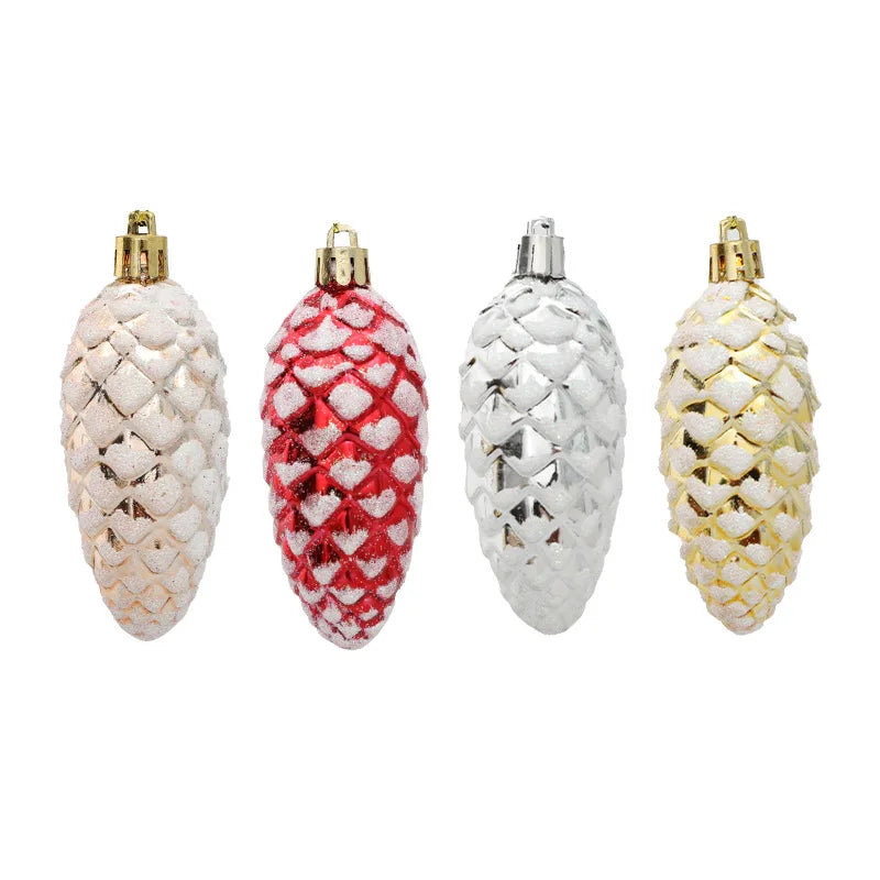 5 Pcs Christmas Painted Pine Cone Balls Hanging Pendants Merry Christmas Tree Decoration for Home Xmas Ornament Gift Navidad 2024