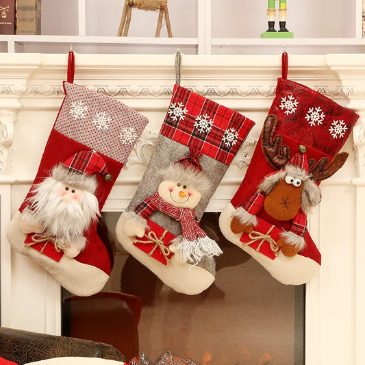 Christmas Santa, Snowman & Reindeer Stocking – Festive Holiday Decor