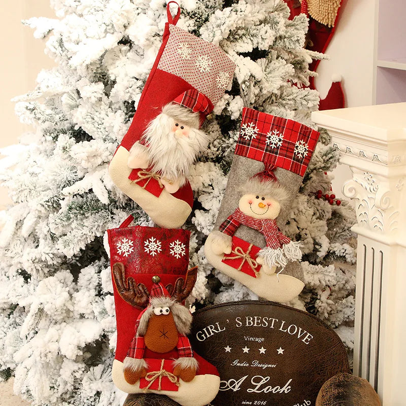 Christmas Santa, Snowman & Reindeer Stocking – Festive Holiday Decor